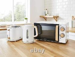 Tower Scandi Set White with Wood Accents Microwave Kettle and Toaster BIG SALE