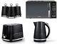 Tower Solitaire Black Kettle Toaster T24019 Digital Microwave & Canisters Set