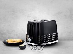 Tower Solitaire Black Kettle Toaster T24019 Digital Microwave & Canisters Set