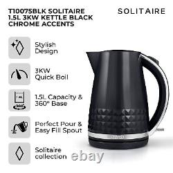 Tower Solitaire Black Kettle Toaster T24019 Digital Microwave & Canisters Set