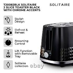 Tower Solitaire Black Kettle Toaster T24019 Digital Microwave & Canisters Set