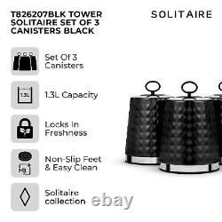 Tower Solitaire Black Kettle Toaster T24019 Digital Microwave & Canisters Set