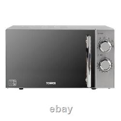 Tower T24015S 800W 20L Microwave with 5 Power Levels & 30 Minute Timer, Silver