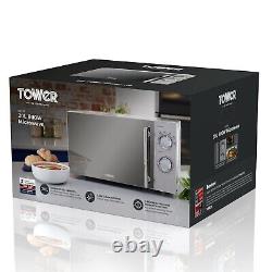Tower T24015S 800W 20L Microwave with 5 Power Levels & 30 Minute Timer, Silver