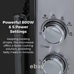 Tower T24015S 800W 20L Microwave with 5 Power Levels and a 30 Minute Silver
