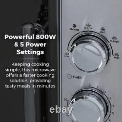 Tower T24015S 800W 20L Microwave with 5 Power Levels and a 30 Minute Timer, S