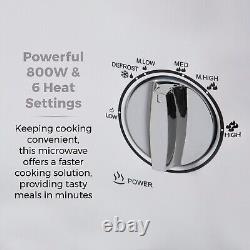Tower T24017 20L Manual Microwave with 800W Power Output, Stainless Steel, White