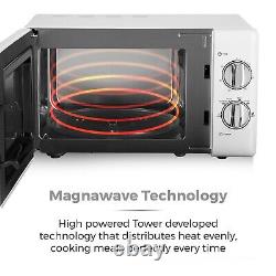 Tower T24017 20L Manual Microwave with 800W Power Output, Stainless Steel, White