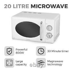 Tower T24017 Manual Microwave Oven 6 Power Levels 20L 800w White & Silver