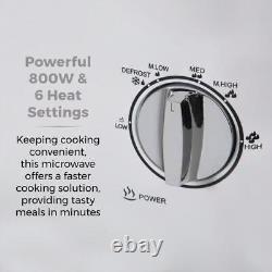Tower T24017 Manual Microwave Oven 6 Power Levels 20L 800w White & Silver