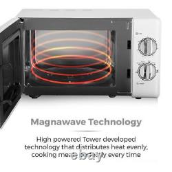Tower T24017 Manual Microwave Oven 6 Power Levels 20L 800w White & Silver