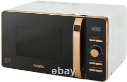 Tower T24021W Digital Solo Microwave, 800 W, 20 Litre, White and Rose Gold