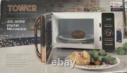 Tower T24021W Solo Microwave Oven Digital Control 20L 800w White & Rose Gold