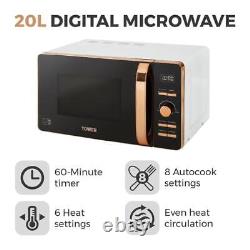 Tower T24021W Solo Microwave Oven Digital Control 20L 800w White & Rose Gold