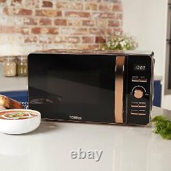 Tower T24021 20L Digital Solo Microwave 800w In Black And Rose Gold Brand New