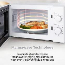Tower T24034WHT 20 Litre 700W Manual Microwave with 5 Power Levels and a 35 Min