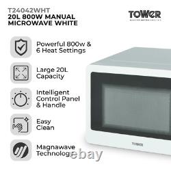 Tower White 800W 20L Manual Microwave T24042WHT New with 3 Year Guarantee