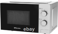 Versatile 20L Countertop Microwave with 5 Settings & Modern Silver Finish