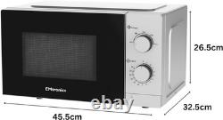 Versatile 20L Countertop Microwave with 5 Settings & Modern Silver Finish