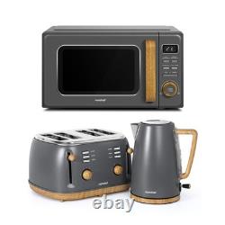 VonShef Digital 23L Microwave, 1.7L Kettle & Toaster 4 Slice Kicthen Set Fika