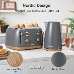 VonShef Digital 23L Microwave, 1.7L Kettle & Toaster 4 Slice Kicthen Set Fika