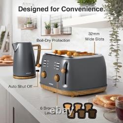 VonShef Digital 23L Microwave, 1.7L Kettle & Toaster 4 Slice Kicthen Set Fika
