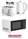 White Breville Impressions Kettle And Toaster Set & Sharp Microwave New