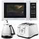 White Delonghi Brillante Kettle-4sl Toaster+duo-plate Microwave Kitchen Set New