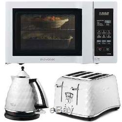 White DeLonghi Brillante Kettle-4Sl Toaster+Duo-Plate Microwave Kitchen Set NEW
