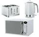 White Kitchen Set Four Slice Toaster Electric Jug Kettle And Digital Microwave