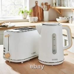 White Wooden Tower Scandi Mega Set Microwave Toaster Kettle Canisters Bin NEW